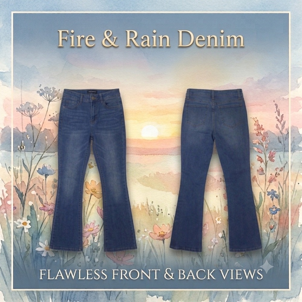 Fire & Rain Denim Womens High Rise Flare Leg Jeans Medium Wash Blue Size 7 Youth